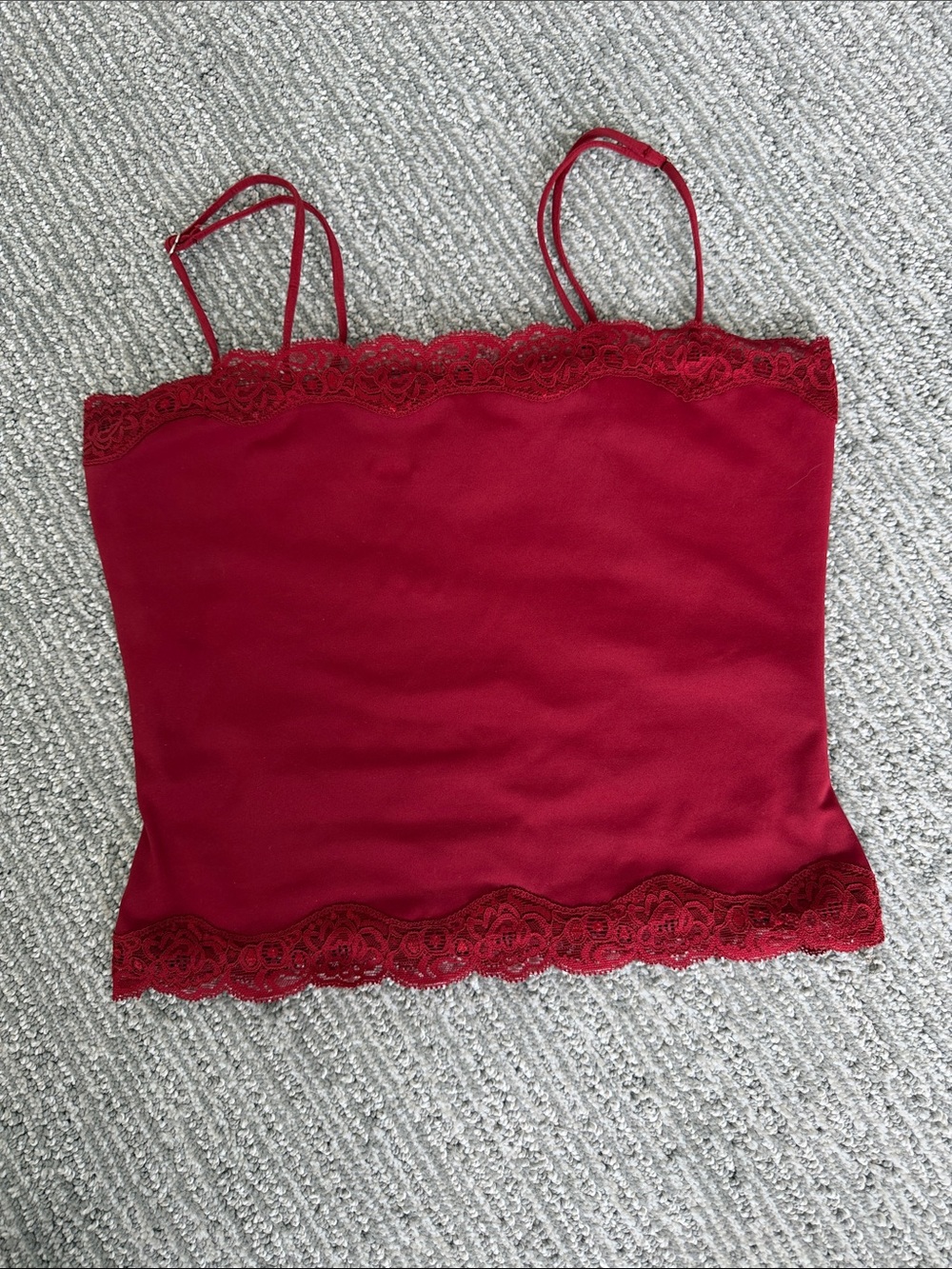 Edikted Red Lace Trim Cropped Cami